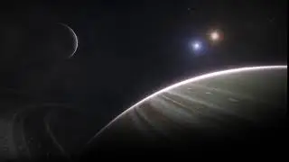 Artist's Concept Of A gas Giant Orbiting A Fast Binary Star System