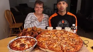 PIZZA, WINGS, AND PASTA MUKBANG WITH MOM