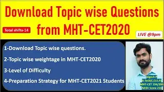 Download MHT-CET 2020 Topic wise Questions l PYQs l Mathematics l Algesh Sir