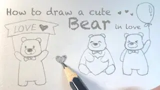 How to Draw a Polar Bear in Love with Pencil | Easy for Beginners