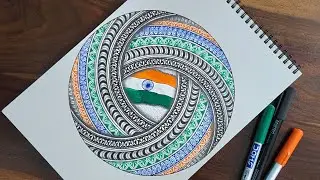Republic day drawing 🇮🇳 || Tricolor flag  || Mandala art  || Zentangle art || Circular geometrical 