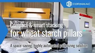 CORINMAC Palletizing Solution: Compact & Smart Stacking for Wheat Starch Pillars!