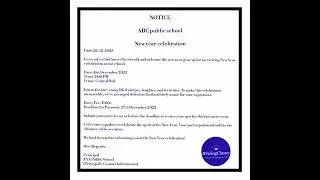 Notice on New Year Celebration || Draft a Notice Your school is going to celebrate New Year