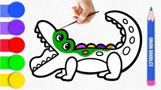 How to Draw and Color Crocodile | Learn Colors for Kids