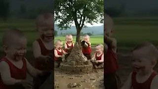 Cute Babies Playing in Mud with Crabs 🦀 | Funny Baby Moments #chuchutv #love  #vietnam #shorts