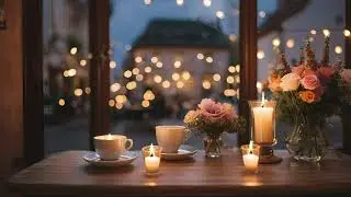 4K Cozy Paris Cafe ☕ Soft Piano Music for Relaxing Studying Working Sleeping White Rose Coffee Shop