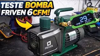 Teste da Bomba de V&aacute;cuo Friven 6CFM Duplo Estagio + Vacu&ocirc;metro MVG-1 (Microns em tempo real)