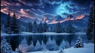 Moonlit Winter Lake | Deep Sleep Music with Snow-Covered Mountains & Piano 🌙