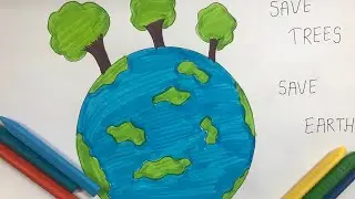Earth drawing tutorial step by step | Learn how to draw Earth