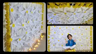 Easy flower backdrop / How to make paper flowers/Rakhi theme decoration /Rakhi celebration