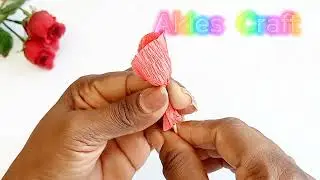 How to make crepe roses 🌹/#Akies craft❤️/ Roses for valentines day#🌹❤️