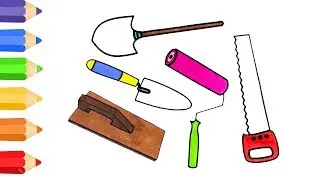 How to Draw building tools set| Coloring Construction Equipment | Art Colours for Kids