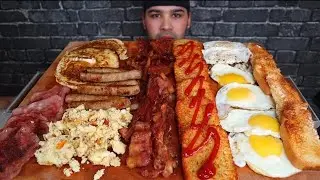(ASMR NO TALKING) EATING A LITTLE BREAKFEST MUKBANG