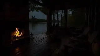 Lake View Rainfall 🍁 Cozy Cabin Balcony Rain Sounds for Deep Sleep