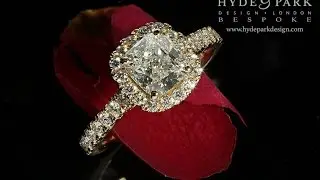 18ct Rose Gold Cushion Cut Diamond Halo Engagement Ring