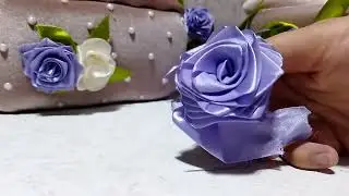 (DIY)how make a beautiful ribbon roseوردة من شريط الستان