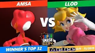 SSC 2019 SSBM - RB CJE VGBC aMSa (Yoshi) VS  lloD (Peach) Smash Melee Winner's Top 32