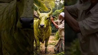 Unbelievable Cow Made From Leaves 🌿 #shorts  #craft #art #cow #village