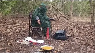Cooking The Ultimate Breakfast Over A Fire In The Woods While Playing Borderlands In A Ghillie Suit!