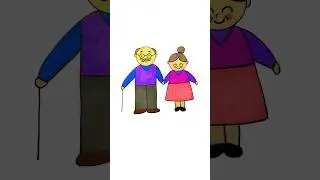 How to draw grandma and grandpa #easy #drawing #forkids #kindergarten #diy #art #colors #fun #cute
