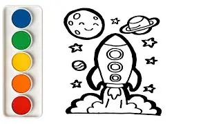 How to draw Rocket 🎨 Coloring for kids 🌈 Easy Drawing and Coloring for Kids