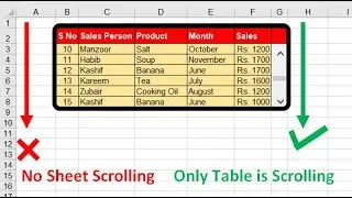 How to make a scrollable table in excel | Scroll data without scrolling the sheet. #ScrollableTable