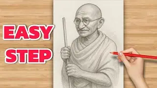How to draw Mahatma Gandhiji | Gandhi jayanti drawing | Independence day drawing ✨️
