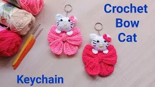 Cute Crochet Bow 🙇 Cat Keychain | Step by Step Tutorial for Beginner's | Rooftop Garden and Crafts. 