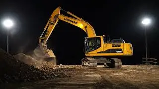 Night Shift Power! 🚧 Excavator Digging with Extreme Force! 💪💥🚜