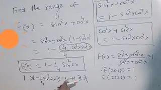 Range of f(x)= sin^2x+cos^4x