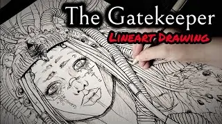 The Gatekeeper | Science Fiction Lineart Drawing | Dark Art
