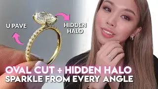 Top Diamond Shape 2021 | 2ct Oval Diamond Yellow Gold Hidden Halo Pave Engagement Ring 1.9mm