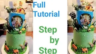 😱 Jungle Safari Theme Cake | 2 Tier Animals Theme Birthday Cake#birthday #youtube  @bake_a_bake