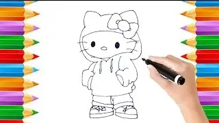 Hello kitty drawing for kids | colouring drawing | Easy drawing for kids | kitty drawing for kids 