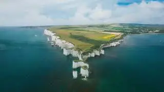 Old Harry Rocks in Dorset, UK [Drone Flying 4K Video]