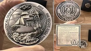 Rwanda: Nautical Ounce - 165 years of Great Eastern 3oz Silver 2023 Antique Finish