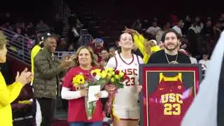 See #23 USC Women's Basketball Senior Madison Campbell Introduced on the Galen Center Big Screen