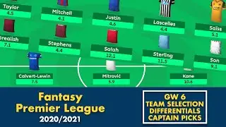 FPL GW6 Team Selection Tips, Differentials & Captain Picks | Fantasy Premier League Tips 2020/21