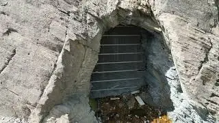 Old mining cave in  field British Columbia