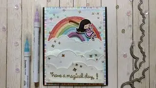 Lawn Fawn Magical Rainbow Slider Card