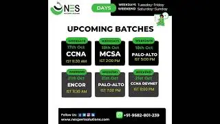 Upcoming Batch | CCNA | ENCOR | MCSA | Palo-Alto | CCNA DevNet | Net Expert Solutions | 5xCCIE