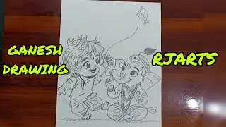 How to Bal ganesh drawing easy drawing/outline/chitara