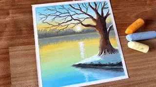 Winter Morning Oil Pastel Painting for beginners | Oil Pastel Drawing