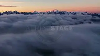 Epische Luftaufnahme Stock Footage Nebelmeer & rot leuchtende Berge epic Aerial-View of Ortler Group