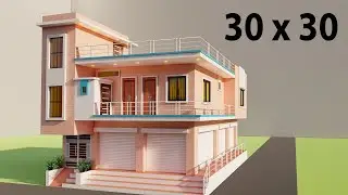 निचे दुकान पीछे और ऊपर मकान का नक्शा,30x30 Shop With House Planing,Best House Design