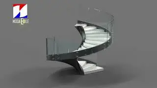 scala elicoidale prefabbricata in cemento armato diametro 400 cm con ringhiera