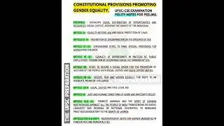 Constitutional provisions promoting gender equality #new #upsc #preprations #ctet #exam