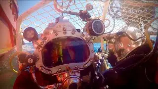 Leaving the water, offshore diving, oil rig in Brazil. Professional work and family, nephew & uncle.