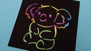 How to Draw a Simple and Easy Koala | Stencil Rainbow Scratch Paper Art