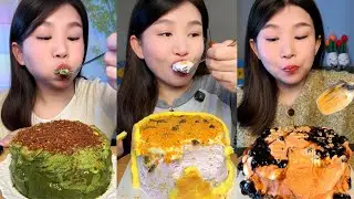 asmr mukbang - lava mille crepe, boba lava cake eating